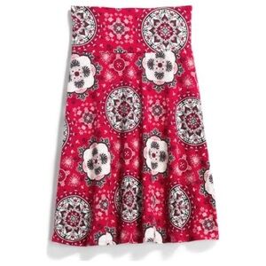 Red Patterned Midi Skirt Soft Stretchy Mini Midi XL Skirt